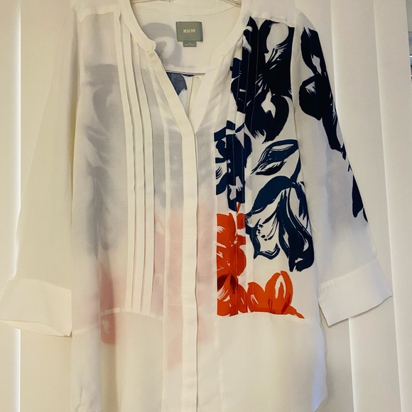 Anthropologie Maeve Off White Floral Button Down - Picture 2 of 5